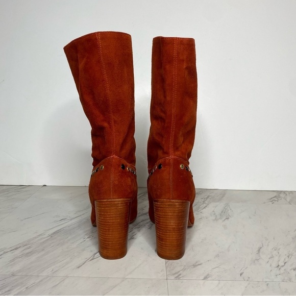 New! Free People Dakota Red Suede Studded Heeled Boot 41 - Picture 3 of 15